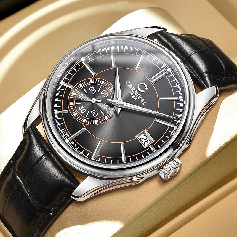 Luxury Watch Second Hand - Orologio Automatico CARNIVAL con Quadrante Grigio,