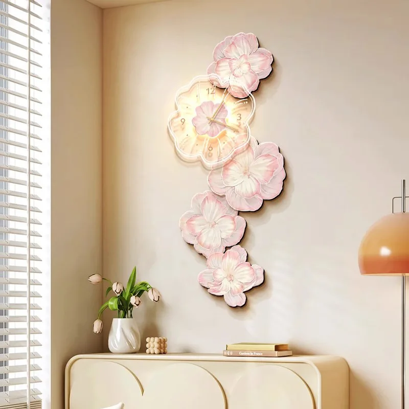 Luxury Watch House - Fiore rosa luce orologio da parete