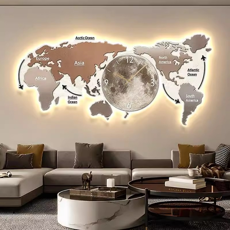Luxury Watch House - Orologio da Parete Luminoso con Mappa