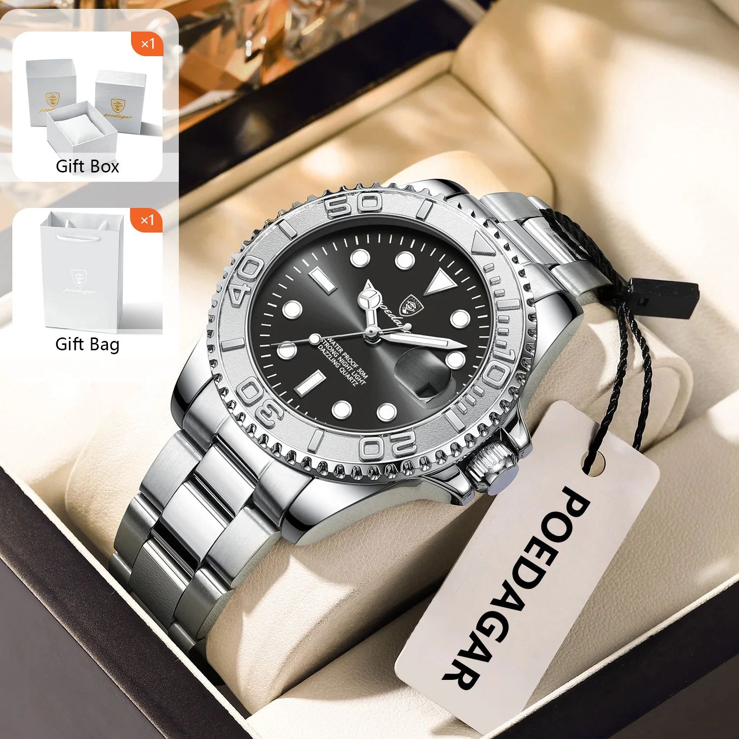 POEDAGAR Orologio sportivo da  - Luxury Watch With Bracelet recensione e prezzo